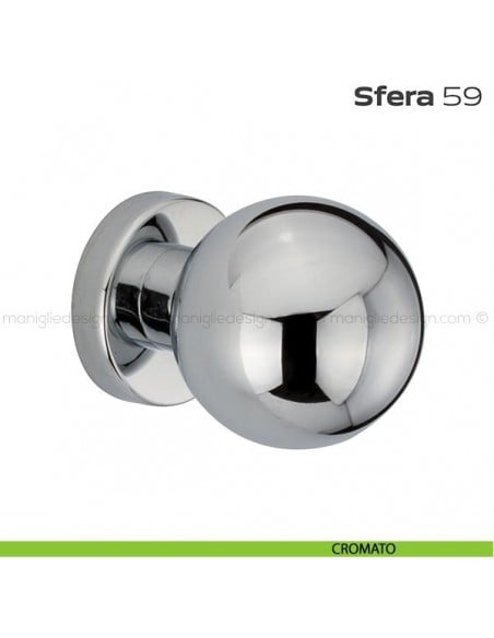 Pomolo fisso diametro 50 mm per porta 59 Sfera Reguitti con rosetta tonda cromato