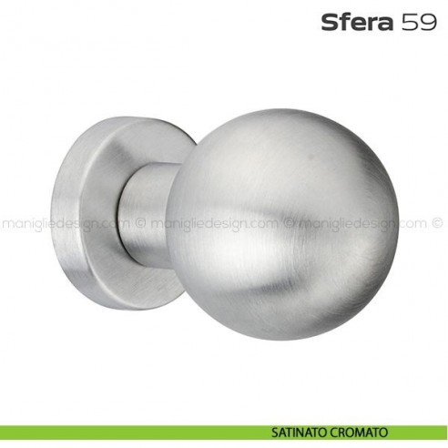 Pomolo girevole diametro 50 mm per porta 59 Sfera Reguitti con rosetta tonda satinato cromato