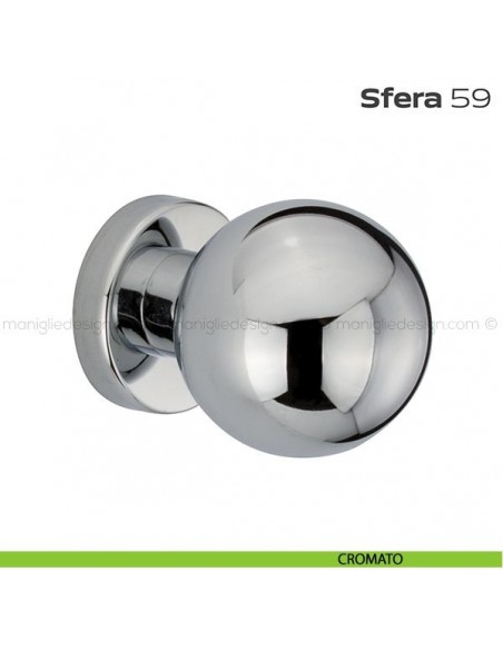 Pomolo girevole diametro 50 mm per porta 59 Sfera Reguitti con rosetta tonda cromato