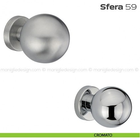 Pomolo fisso diametro 60 mm per porta 59 Sfera Reguitti con rosetta tonda cromato
