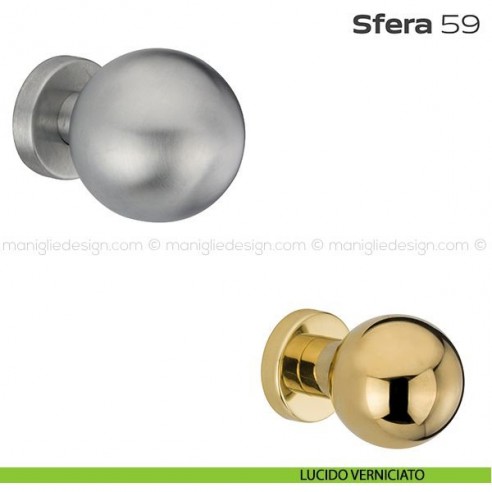 Pomolo fisso diametro 60 mm per porta 59 Sfera Reguitti con rosetta tonda lucido verniciato
