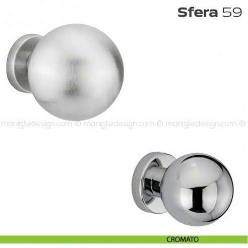 Pomolo fisso diametro 70 mm per porta 59 Sfera Reguitti con rosetta tonda cromato