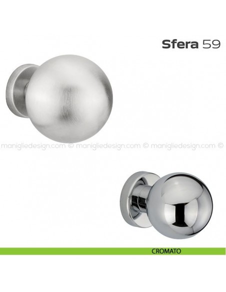 Pomolo fisso diametro 70 mm per porta 59 Sfera Reguitti con rosetta tonda cromato
