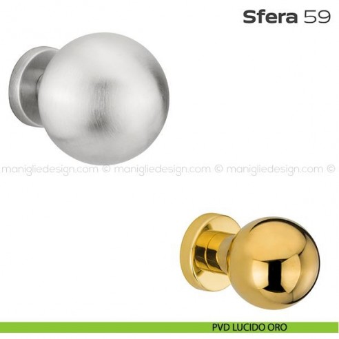 Pomolo fisso diametro 70 mm per porta 59 Sfera Reguitti con rosetta PVD lucido oro