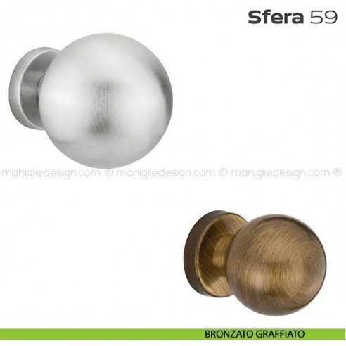 Pomolo fisso diametro 70 mm per porta 59 Sfera Reguitti con rosetta bronzato graffiato