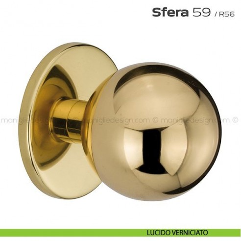 Pomolo tondo fisso diametro 60 mm per porta 59 Sfera Reguitti lucido verniciato