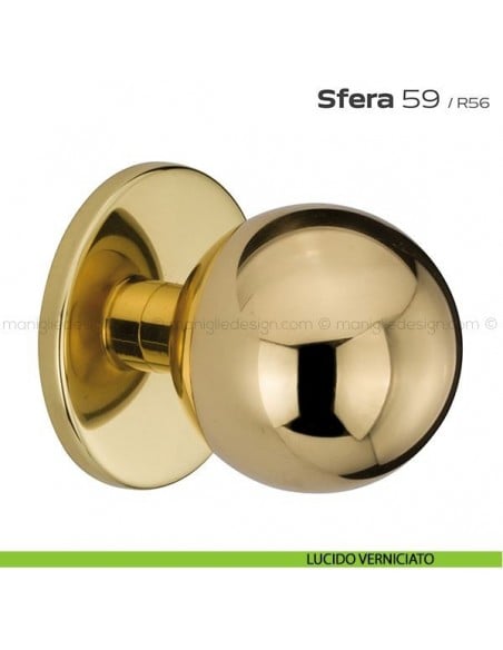 Pomolo tondo fisso diametro 60 mm per porta 59 Sfera Reguitti lucido verniciato