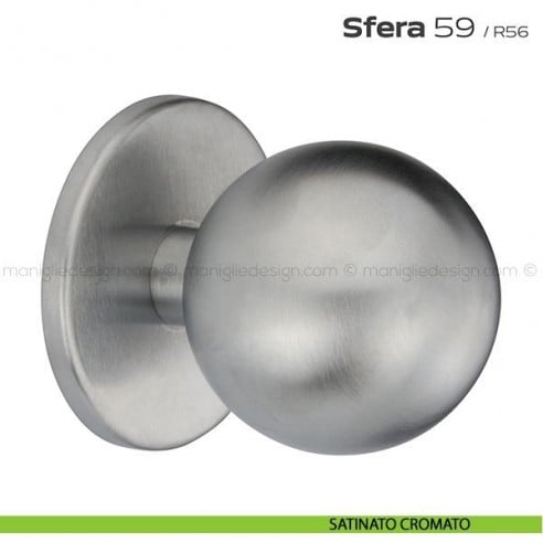 Pomolo tondo fisso diametro 60 mm per porta 59 Sfera Reguitti satinato cromato