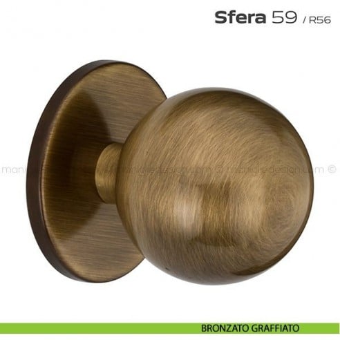 Pomolo tondo fisso diametro 60 mm per porta 59 Sfera Reguitti bronzato graffiato