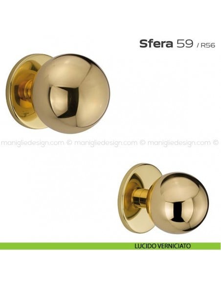 Pomolo tondo fisso diametro 70 mm per porta 59 Sfera Reguitti lucido verniciato
