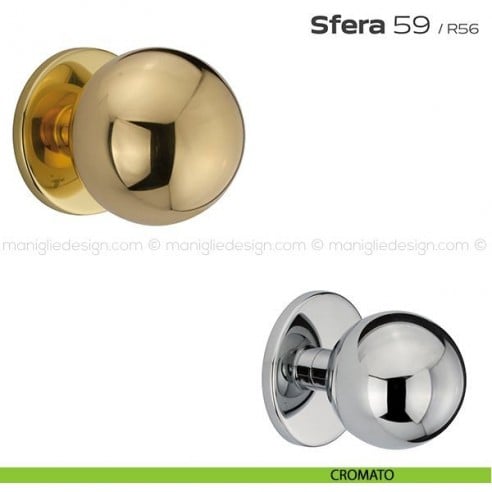 Pomolo tondo fisso diametro 70 mm per porta 59 Sfera Reguitti cromato