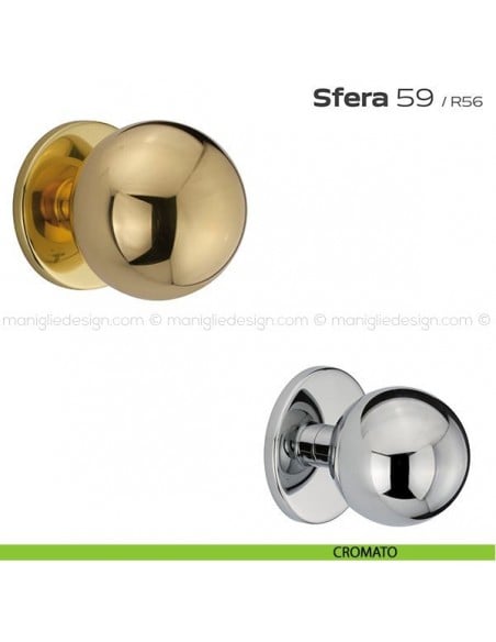 Pomolo tondo fisso diametro 70 mm per porta 59 Sfera Reguitti cromato