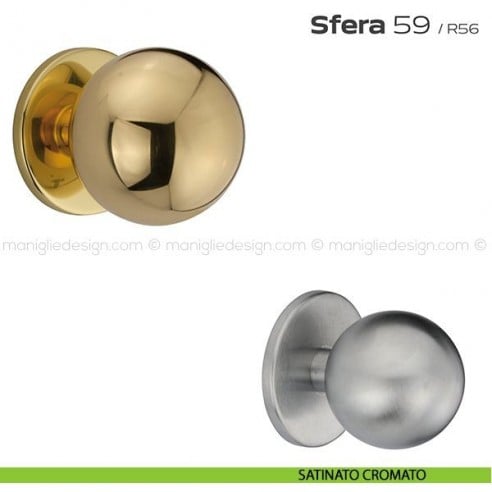 Pomolo tondo fisso diametro 70 mm per porta 59 Sfera Reguitti satinato cromato