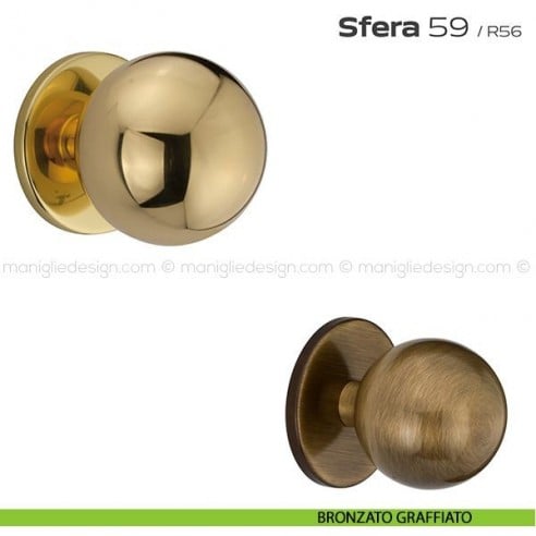Pomolo tondo fisso diametro 70 mm per porta 59 Sfera Reguitti bronzato graffiato