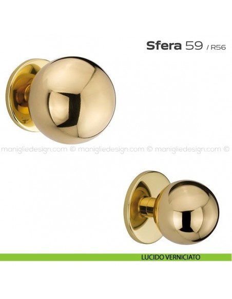 Pomolo tondo fisso diametro 80 mm per porta 59 Sfera Reguitti lucido verniciato