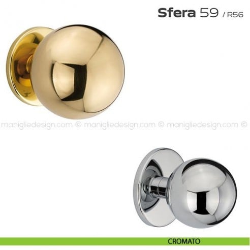 Pomolo tondo fisso diametro 80 mm per porta 59 Sfera Reguitti cromato