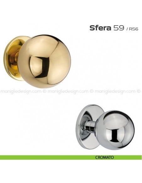 Pomolo tondo fisso diametro 80 mm per porta 59 Sfera Reguitti cromato