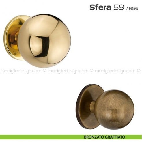 Pomolo tondo fisso diametro 80 mm per porta 59 Sfera Reguitti bronzato graffiato