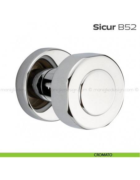 Pomolo per porta fisso B52 Sicur Reguitti con rosetta tonda cromato