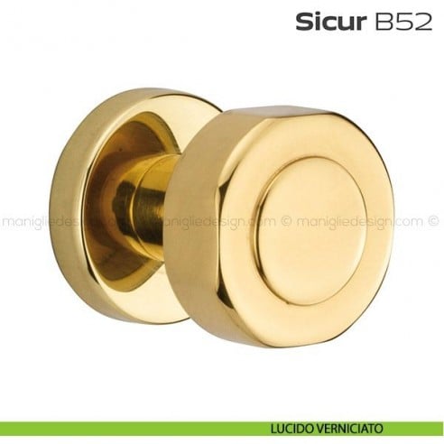 Pomolo per porta fisso B52 Sicur Reguitti con rosetta tonda lucido verniciato