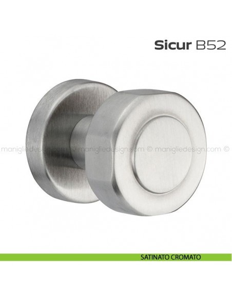Pomolo per porta girevole B52 Sicur Reguitti con rosetta tonda satinato cromato