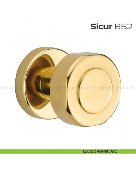 Pomolo per porta girevole B52 Sicur Reguitti con rosetta tonda lucido verniciato