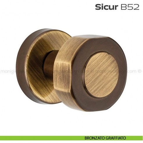 Pomolo per porta girevole B52 Sicur Reguitti con rosetta tonda bronzato