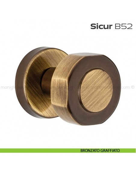 Pomolo per porta girevole B52 Sicur Reguitti con rosetta tonda bronzato