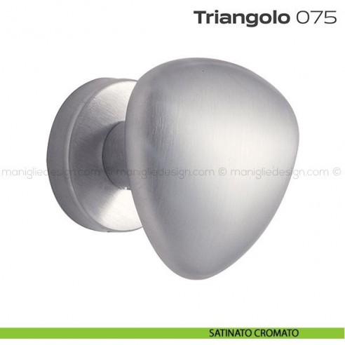 Pomolo per porta fisso 075 Triangolo Reguitti con rosetta tonda satinato cromato