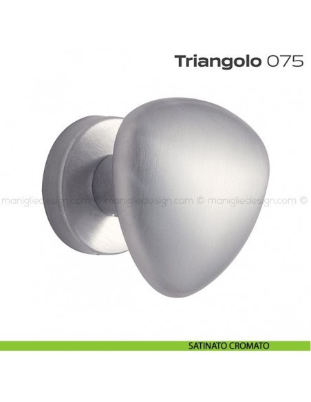 Pomolo per porta girevole 075 Triangolo Reguitti con rosetta tonda satinato cromato