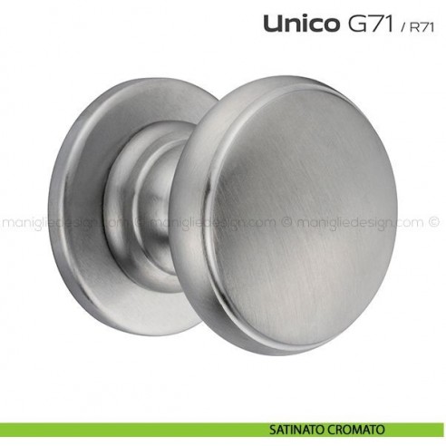 Pomolo per porta fisso G71 Unico Reguitti con rosetta tonda satinato cromato