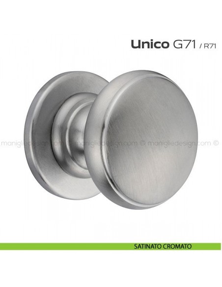 Pomolo per porta fisso G71 Unico Reguitti con rosetta tonda satinato cromato