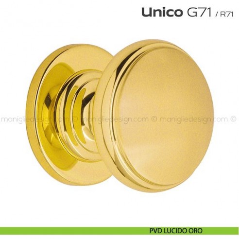 Pomolo per porta fisso G71 Unico Reguitti con rosetta tonda PVD lucido oro