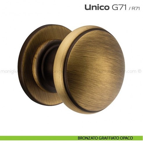 Pomolo per porta fisso G71 Unico Reguitti con rosetta tonda bronzato graffiato opaco