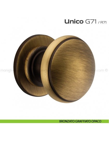 Pomolo per porta fisso G71 Unico Reguitti con rosetta tonda bronzato graffiato opaco