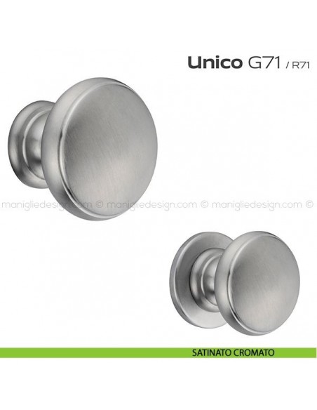 Pomolo per porta fisso G71 Unico Reguitti senza rosetta satinato cromato