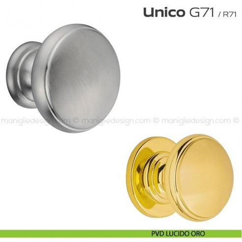 Pomolo per porta fisso G71 Unico Reguitti senza rosetta PVD lucido oro