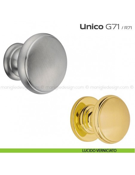 Pomolo per porta fisso G71 Unico Reguitti senza rosetta lucido verniciato