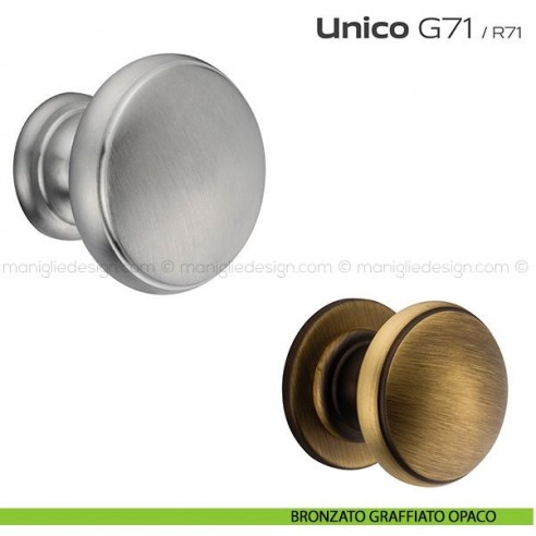 Pomolo per porta fisso G71 Unico Reguitti senza rosetta bronzato graffiato opaco