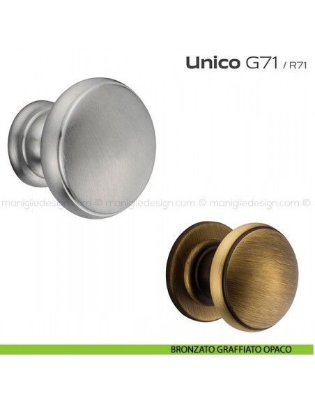 Pomolo per porta fisso G71 Unico Reguitti senza rosetta bronzato graffiato opaco