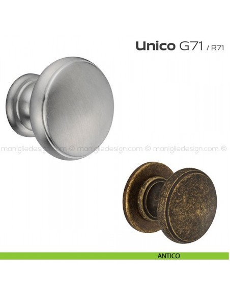 Pomolo per porta fisso G71 Unico Reguitti senza rosetta antico