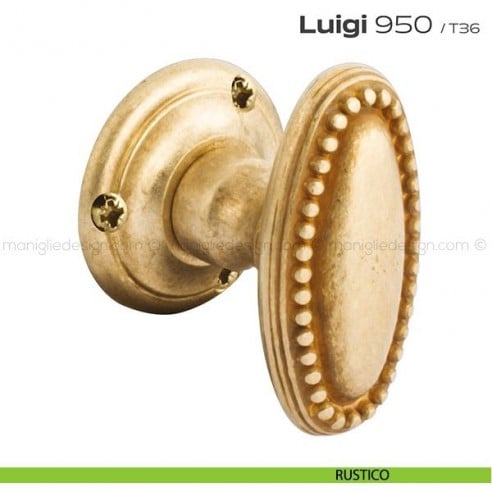 Pomolo ovale per porta fisso 950 Luigi Reguitti con rosetta tonda rustico