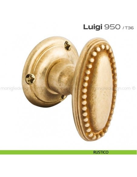 Pomolo ovale per porta fisso 950 Luigi Reguitti con rosetta tonda rustico