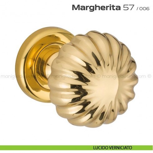 Pomolo per porta fisso 57 Margherita Reguitti diametro 60 mm con rosetta ad avvitare lucido verniciato