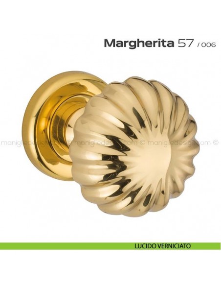 Pomolo per porta fisso 57 Margherita Reguitti diametro 60 mm con rosetta ad avvitare lucido verniciato