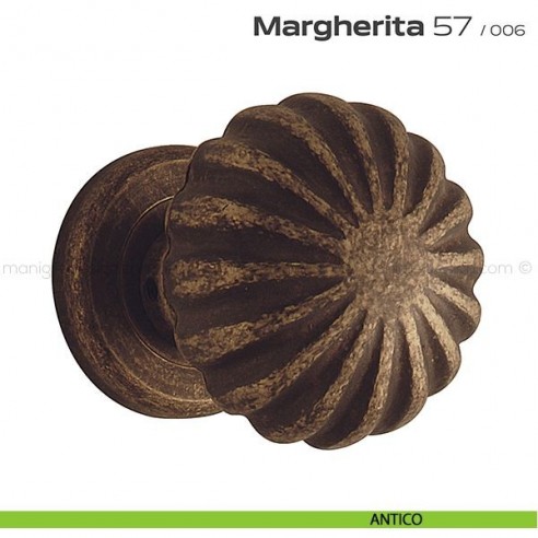 Pomolo per porta fisso 57 Margherita Reguitti diametro 60 mm con rosetta ad avvitare antico