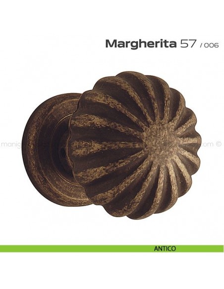 Pomolo per porta fisso 57 Margherita Reguitti diametro 60 mm con rosetta ad avvitare antico