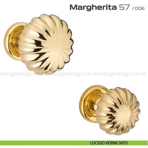 Pomolo per porta fisso 57 Margherita Reguitti diametro 75 mm con rosetta ad avvitare lucido verniciato