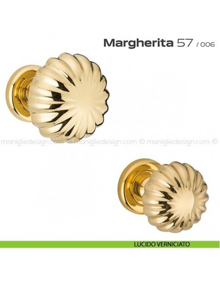 Pomolo per porta fisso 57 Margherita Reguitti diametro 75 mm con rosetta ad avvitare lucido verniciato