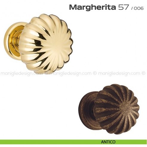 Pomolo per porta fisso 57 Margherita Reguitti diametro 75 mm con rosetta ad avvitare antico